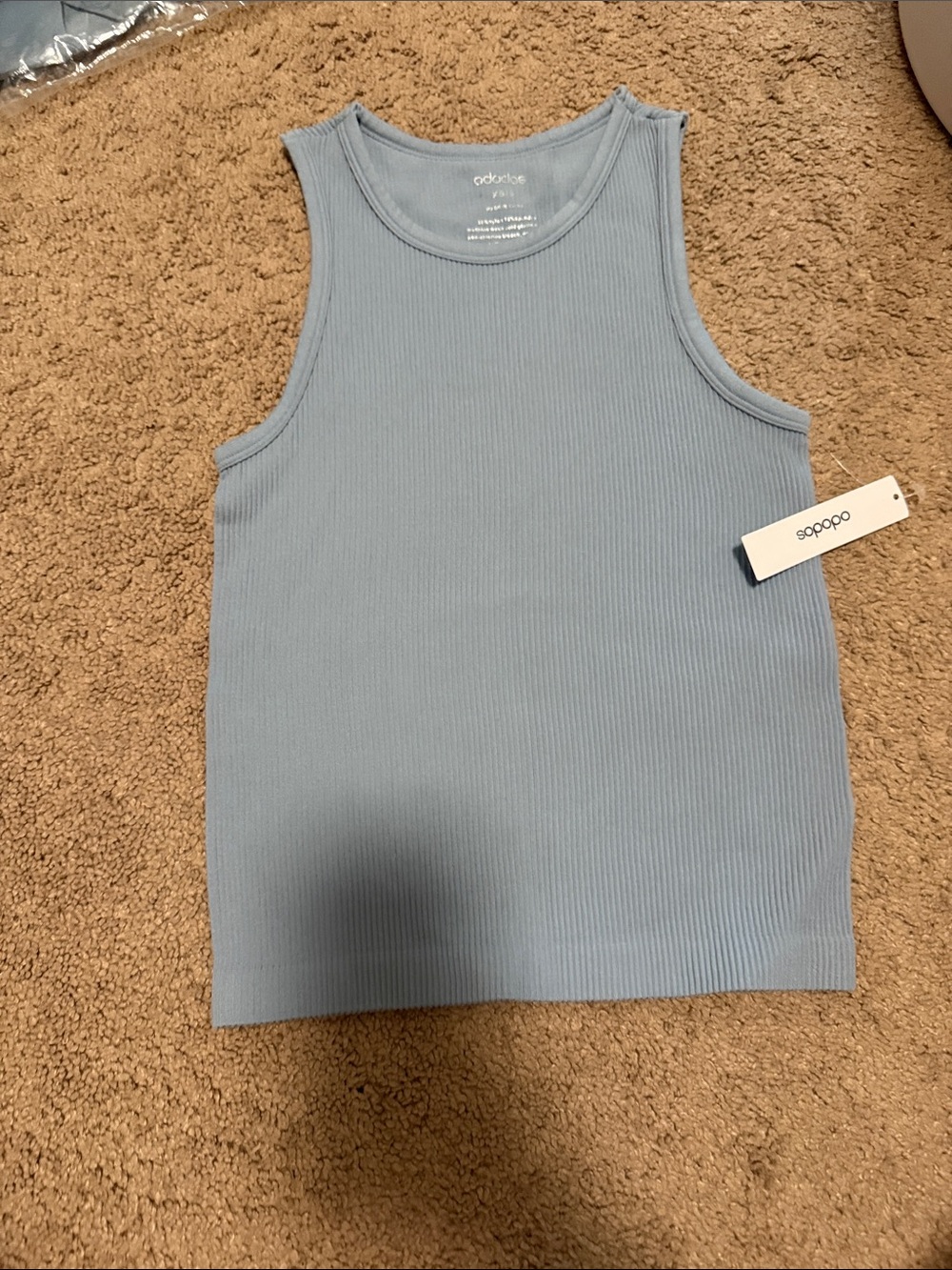 NWT: Amazon: Ribbed Tank Top: Light Blue: Extra Small